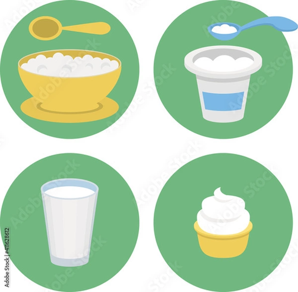 Fototapeta Modern Flat Food Icon Set for Web and Mobile Application in Stylish Colors Vector Illustration