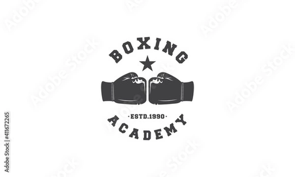 Obraz boxer academy logo with boxing gloves symbol