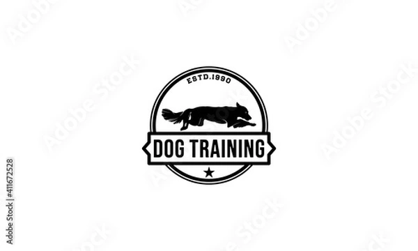 Obraz logo for dog training, with a dog making a jump