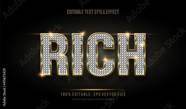 Obraz Modern Text style Effect with gold and shiny  glitter. Editable text.
