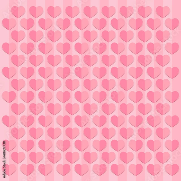 Fototapeta Love hearts Valentines day background , paper cut style