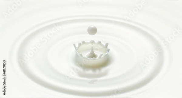 Obraz d drop creatmilk drop ripple and splash in crown shape