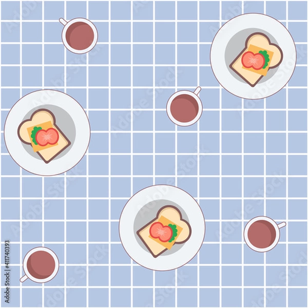 Fototapeta food pattern on a blue background. fully editable file