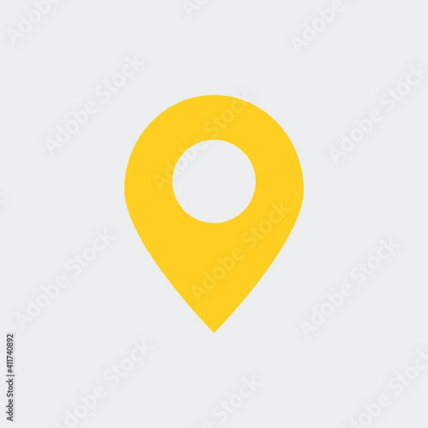 Fototapeta Yellow pin point. map location symbol isolated on grey background. vector illustration stock