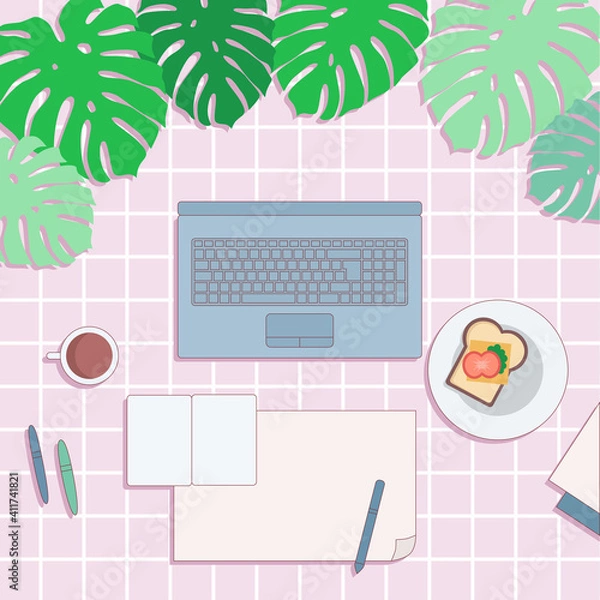 Fototapeta desktop image on a pink background fully editable file
