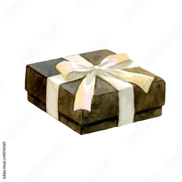 Fototapeta A small gift box with ribbon bow