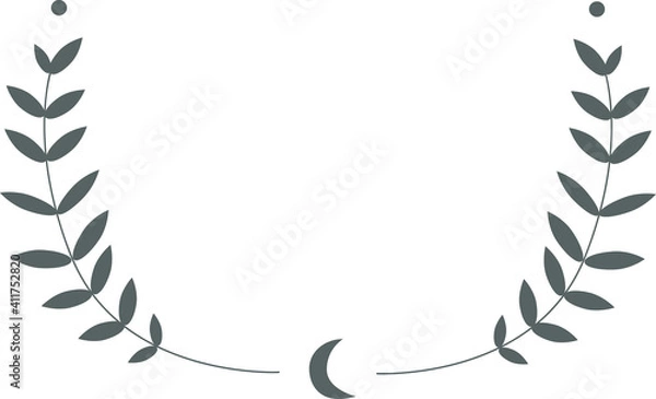Fototapeta Frame made of branches with leaves and the moon in dark color on a transparent background fully editable file
