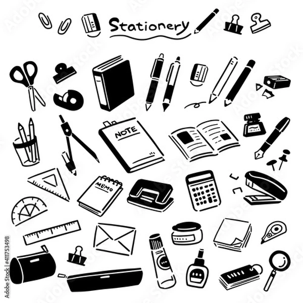 Obraz ステーショナリー 文房具 モノクロ セット