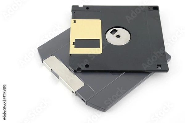 Fototapeta ZIP and floppy disks over white