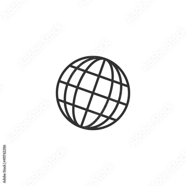 Fototapeta earth, globe thin line icon. Linear vector illustration. Pictogram isolated on white background