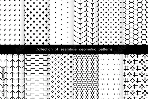 Obraz Collection of seamless geometric patterns. Vector loop