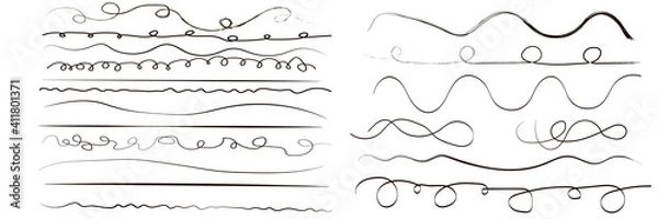 Obraz Set of artistic pen brushes. Hand drawn grunge strokes.