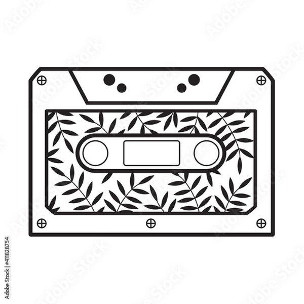 Fototapeta image cassette line drawing fully editable file