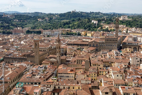 Obraz Aerial panoramic view of city of Florence from cupola of Florence Cathedral