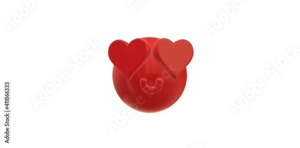 Obraz Red Heart Eye Piggy Emoji Monochrome 3D style