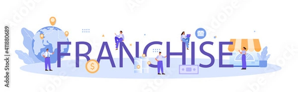 Fototapeta Franchise typographic header. Business scaling business expansion.