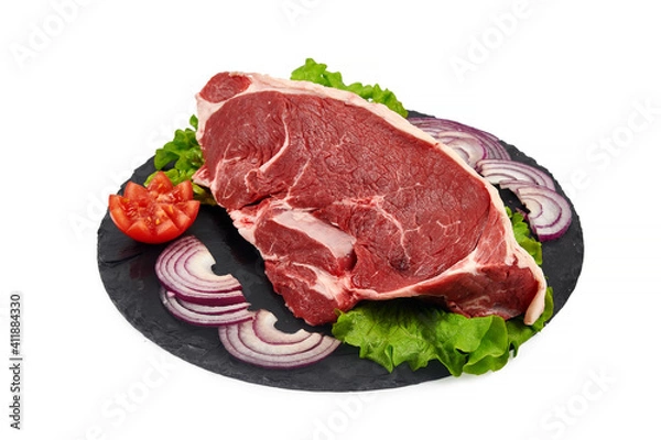 Fototapeta Fresh raw meat isolated on white background