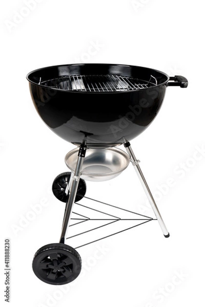 Obraz New black Charcoal grill isolated on white background.