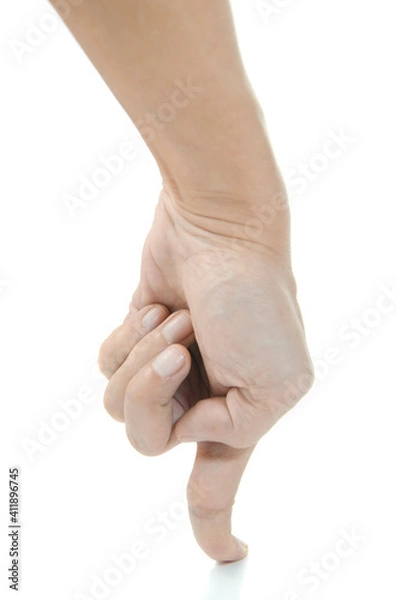 Obraz finger hard pressing on white background
