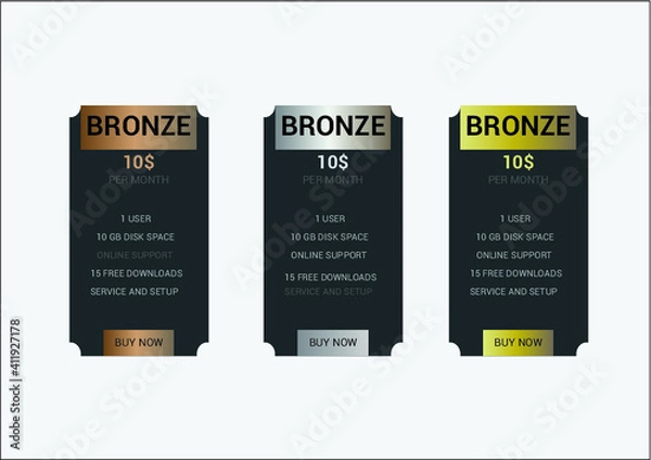 Obraz Unique Beautiful Pricing Table Template Design