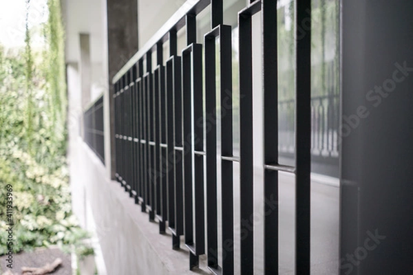 Obraz Iron balustrade terrace side view perspective, dynamic and modern image