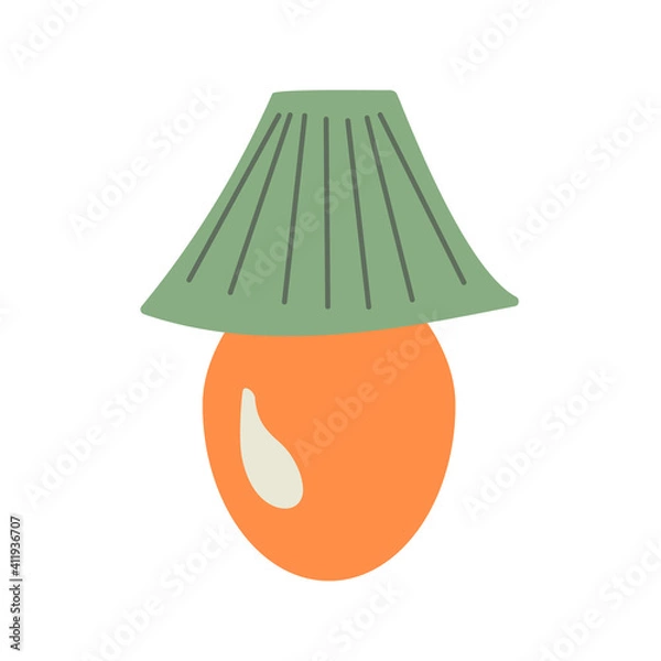 Obraz Table Lamp hand drawn in doodle style. Cozy home isolated element, simple, minimalism. Scandinavian hygge style