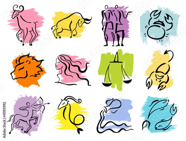 Obraz Horoskop zodiaku Znaki gwiazdy, zestaw wektorów.