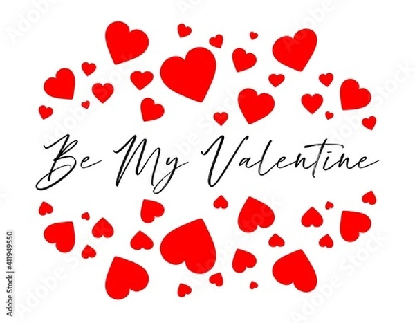 Fototapeta Valentine's day gift cart with be my valentine text. Love related items. Home decoration printable. Decleration of love. invitation
