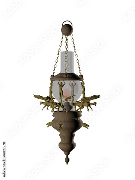 Obraz Old lamp in 3d over a white background.