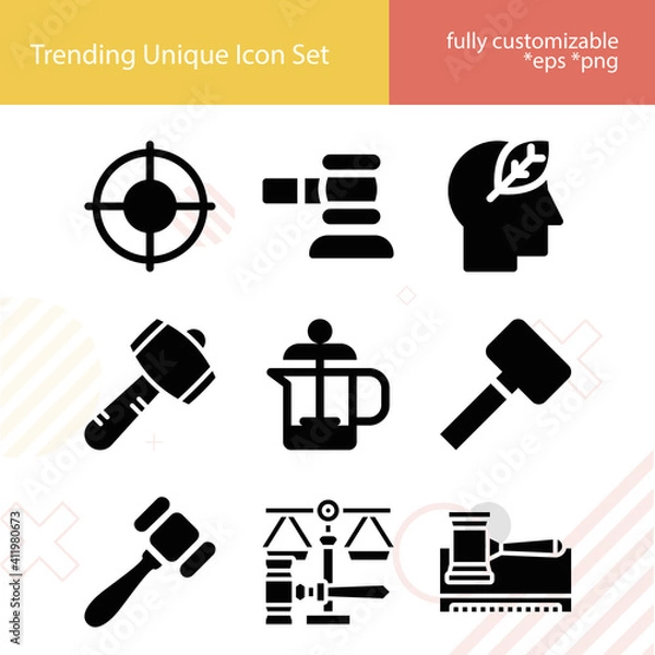Obraz Simple set of reliability related filled icons.