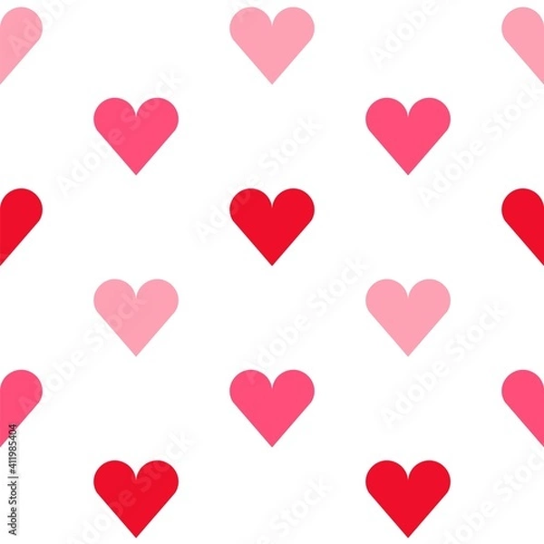 Obraz Vector seamless pattern with hearts. Abstract background. Repeating geometric texture with red pink hearts for print, fabric, textile