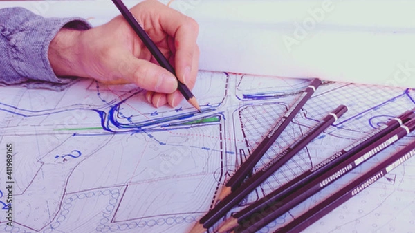 Obraz Urban project design and sketch work.