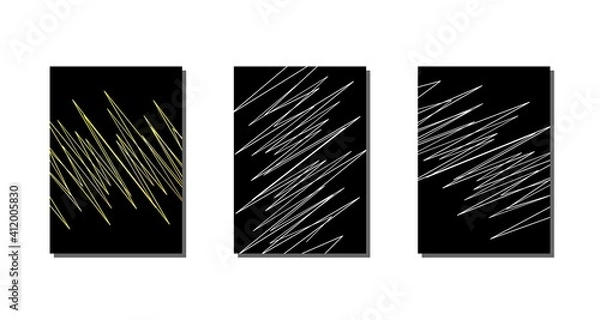 Fototapeta Background set. zigzag abstract lines with black base color