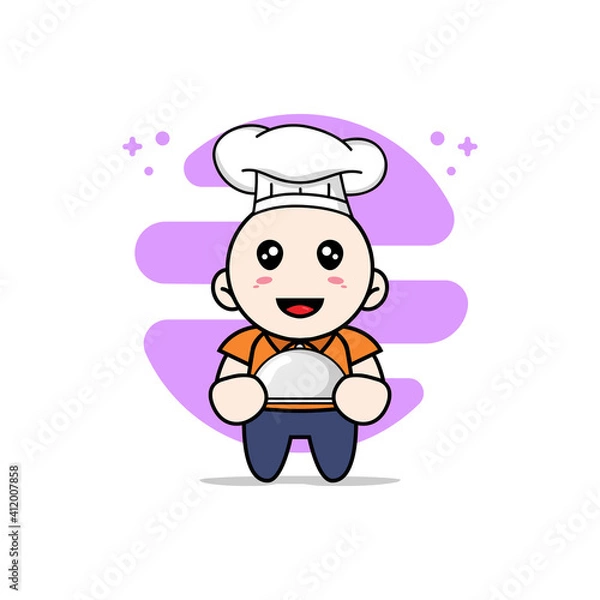 Obraz Cute courier character wearing chef costume.
