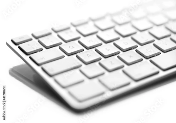 Obraz Zamknięcie białej klawiatury komputerowej