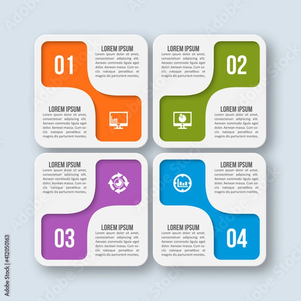 Fototapeta Abstract 3D Paper Infographics. Business template .Vector illustration