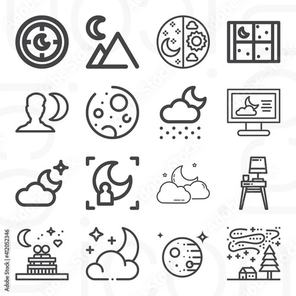 Obraz 16 pack of preceding  lineal web icons set