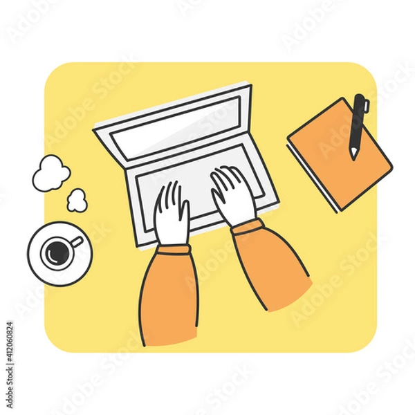 Fototapeta パソコン作業のイラスト素材