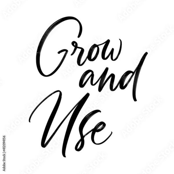 Fototapeta GROW AND USE. VECTOR MOTIVATIONAL FLORAL HAND LETTERING TYPOGRAPHY PHRASE QUOTE