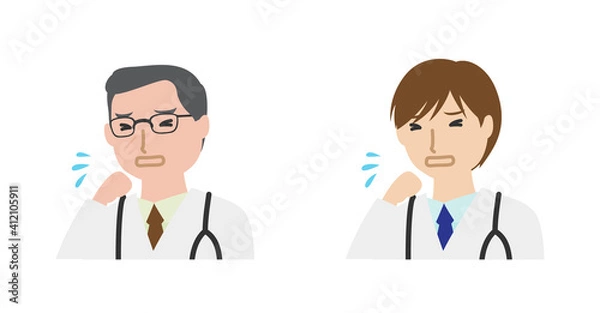 Fototapeta くしゃみをしている男性医師たち
