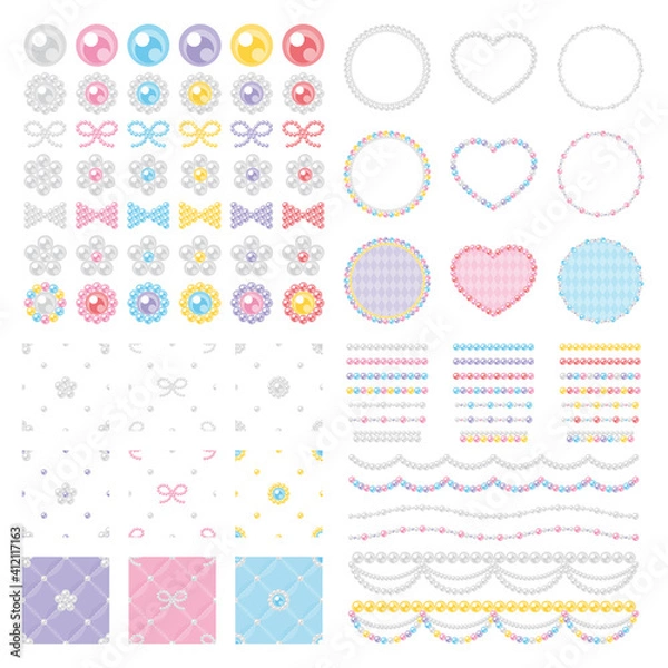 Fototapeta パール 素材 フレーム パターン ライン セット