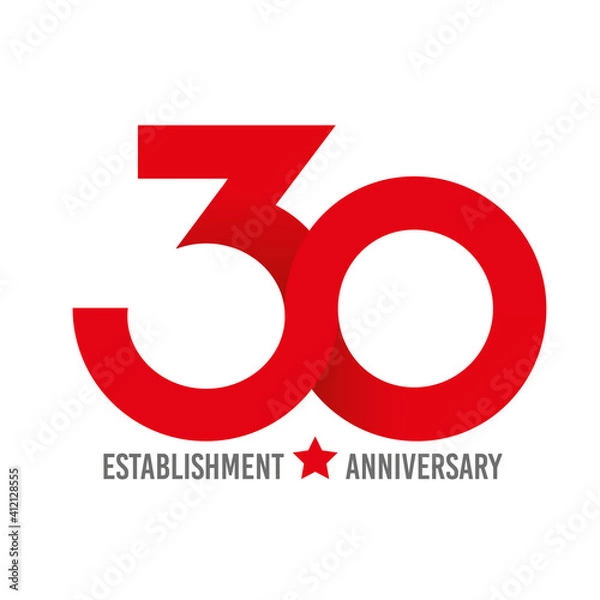 Fototapeta 30th year vector logo design, foundation anniversary