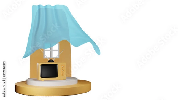 Fototapeta TV abstract isolate white background 3D render