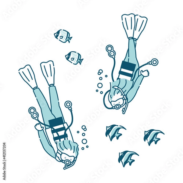 Obraz スキューバーダイビングを楽しむ男女