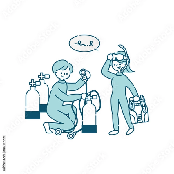 Obraz スキューバーダイビングを楽しむ男女