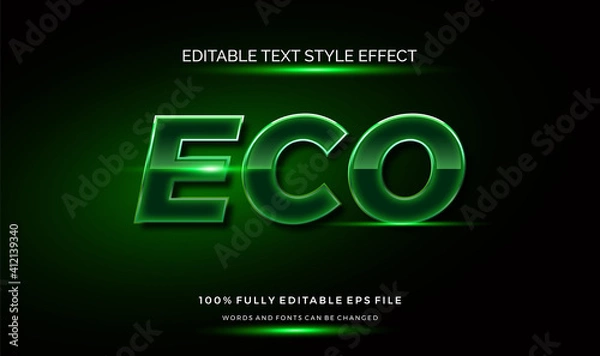 Fototapeta green effect editable text style. editable text vector file.