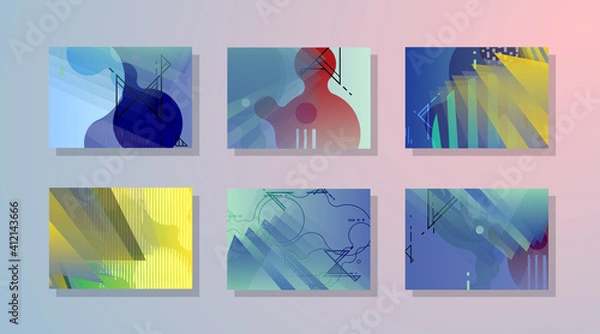 Fototapeta Modern abstract covers set, Modern colorful wave liquid flow poster. Cool gradient shapes composition, vector covers design.