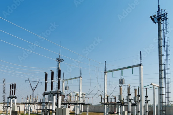Obraz general view to high-voltage substation
