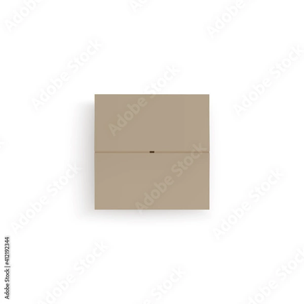 Fototapeta Closed isometric box top view. paper parcel. Realistic carton. Vector illustration