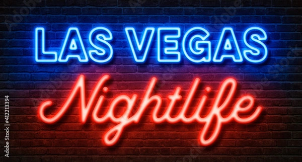 Obraz Neon sign on a brick wall - Las Vegas Nightlife